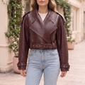Women's Faux Leather Jacket — Burgundy Styles - Wine red