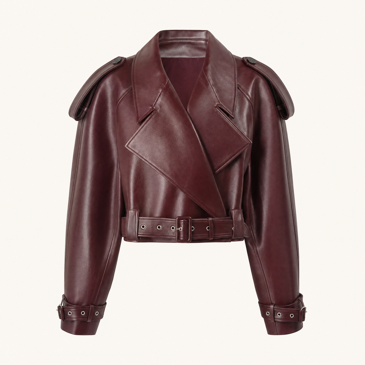 Women's Faux Leather Jacket — Burgundy Styles - Wine red