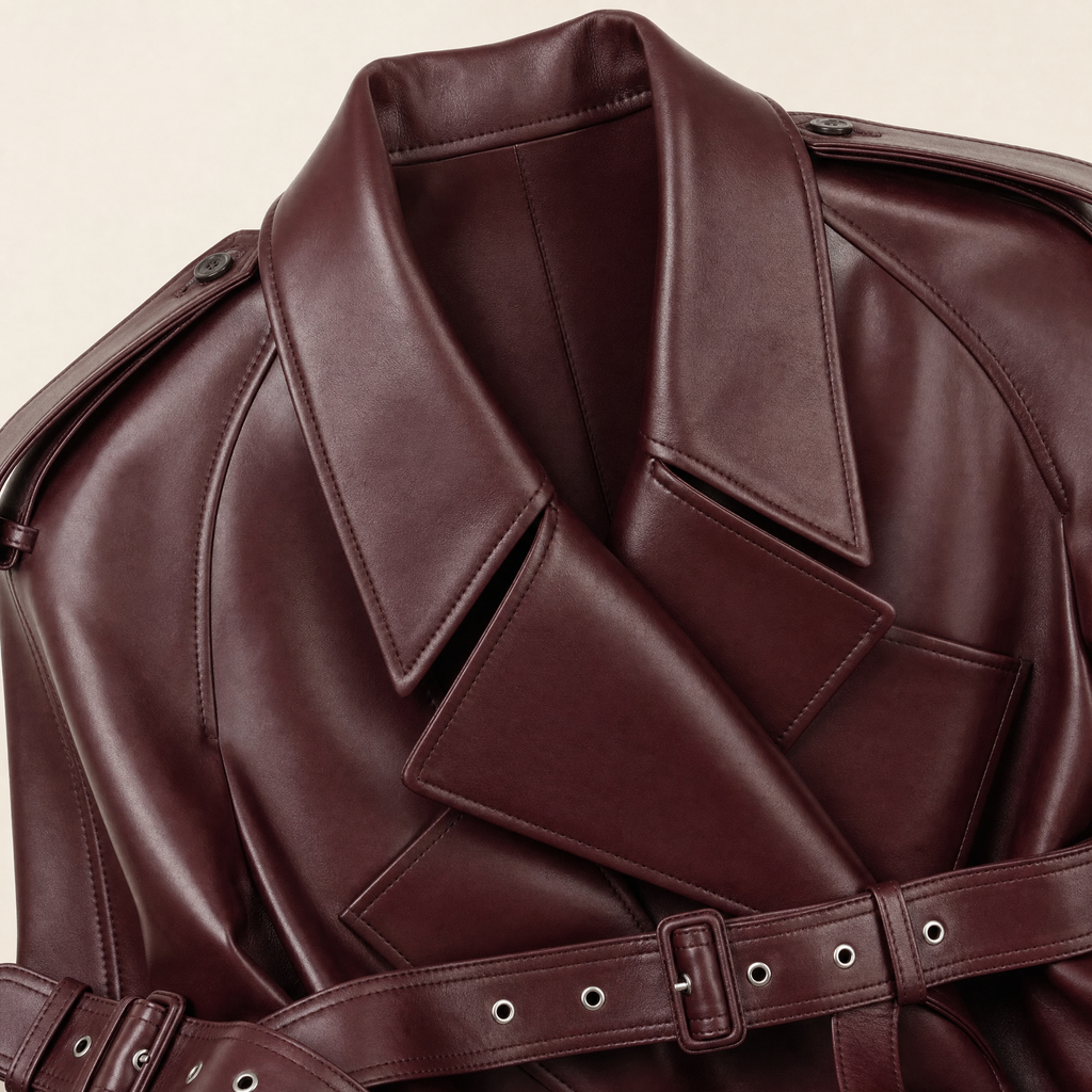 Women's Faux Leather Jacket — Burgundy Styles - Wine red