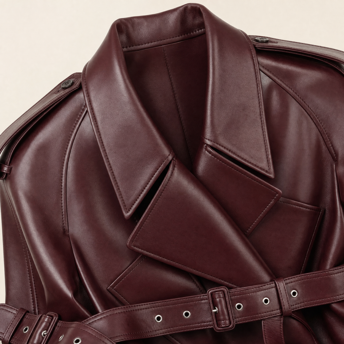 Women's Faux Leather Jacket — Burgundy Styles - Wine red