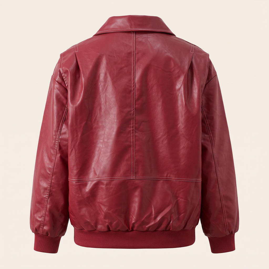 Women's Faux Leather Jacket — Burgundy Styles - Deep red