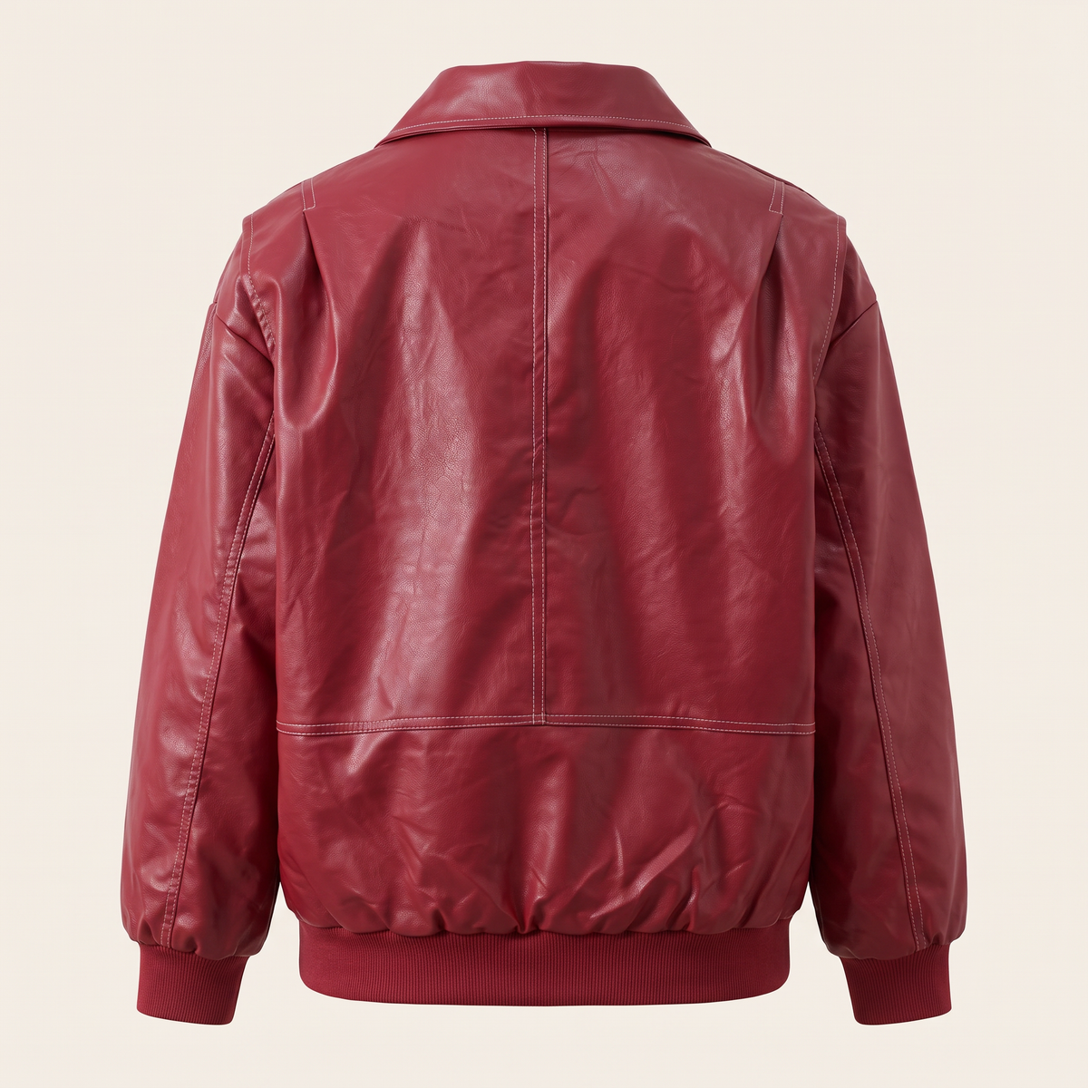 Women's Faux Leather Jacket — Burgundy Styles - Deep red