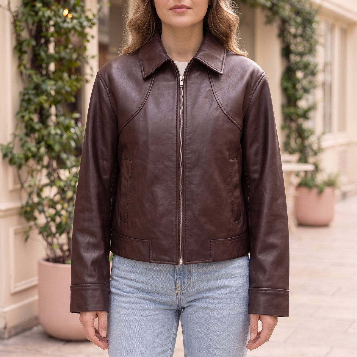 Women's Faux Leather Jacket — Burgundy Styles - Wine red 1
