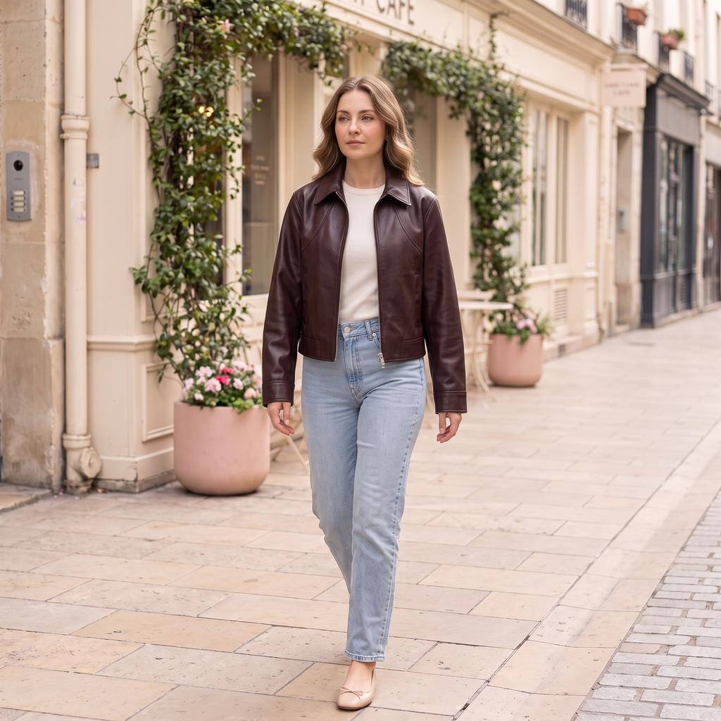 Women's Faux Leather Jacket — Burgundy Styles - Wine red 1