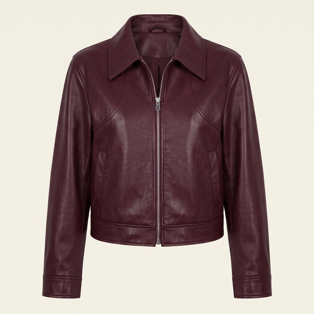 Women's Faux Leather Jacket — Burgundy Styles - Wine red 1