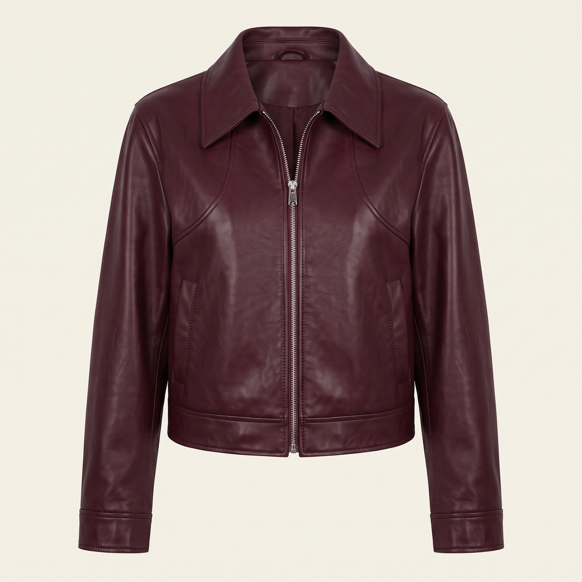 Women's Faux Leather Jacket — Burgundy Styles - Wine red 1