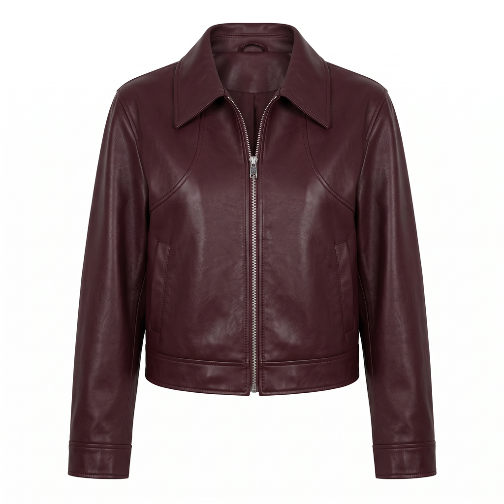 Women's Faux Leather Jacket — Burgundy Styles - Wine red 1