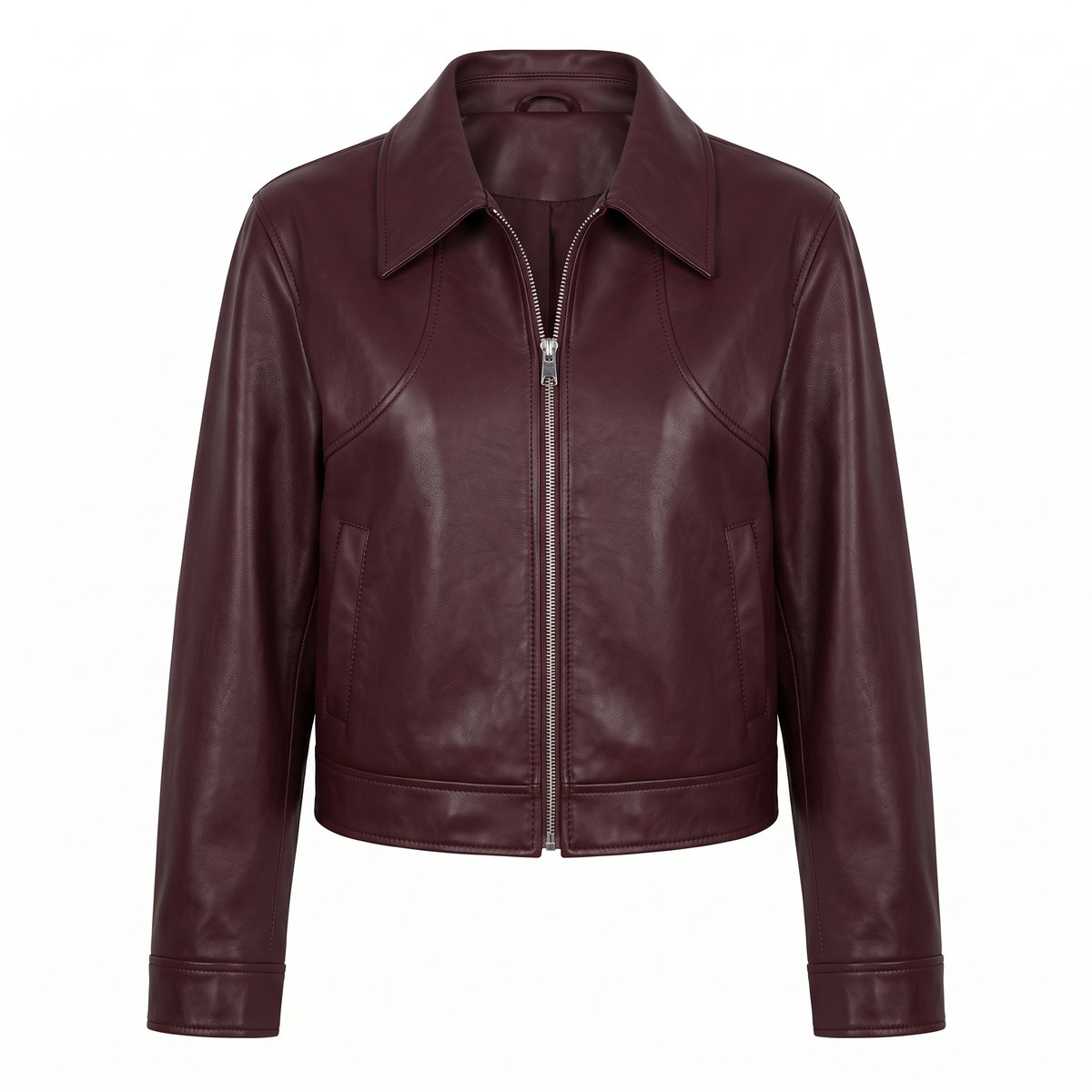 Women's Faux Leather Jacket — Burgundy Styles - Wine red 1