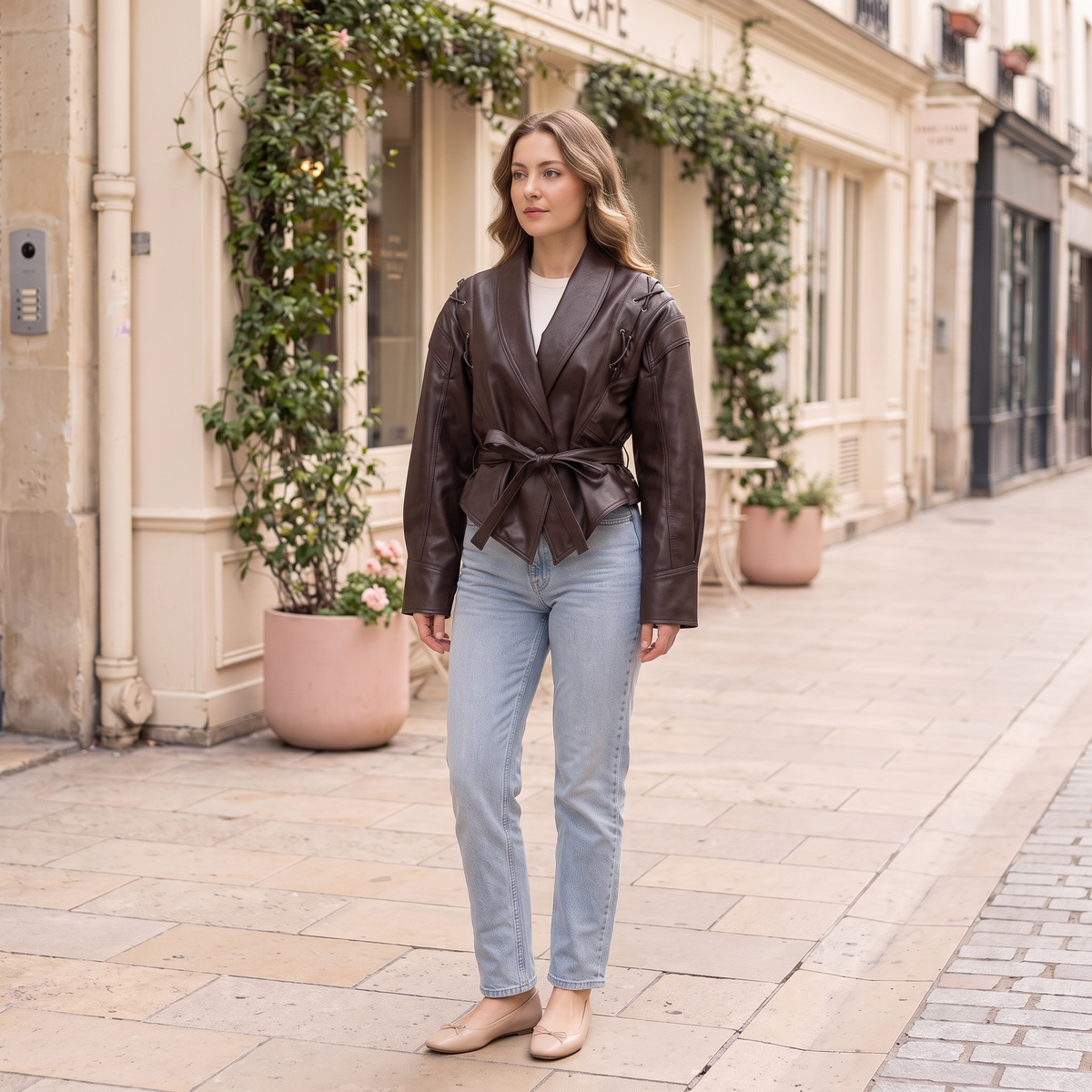 Women's Faux Leather Jacket — Burgundy Styles - Brown red