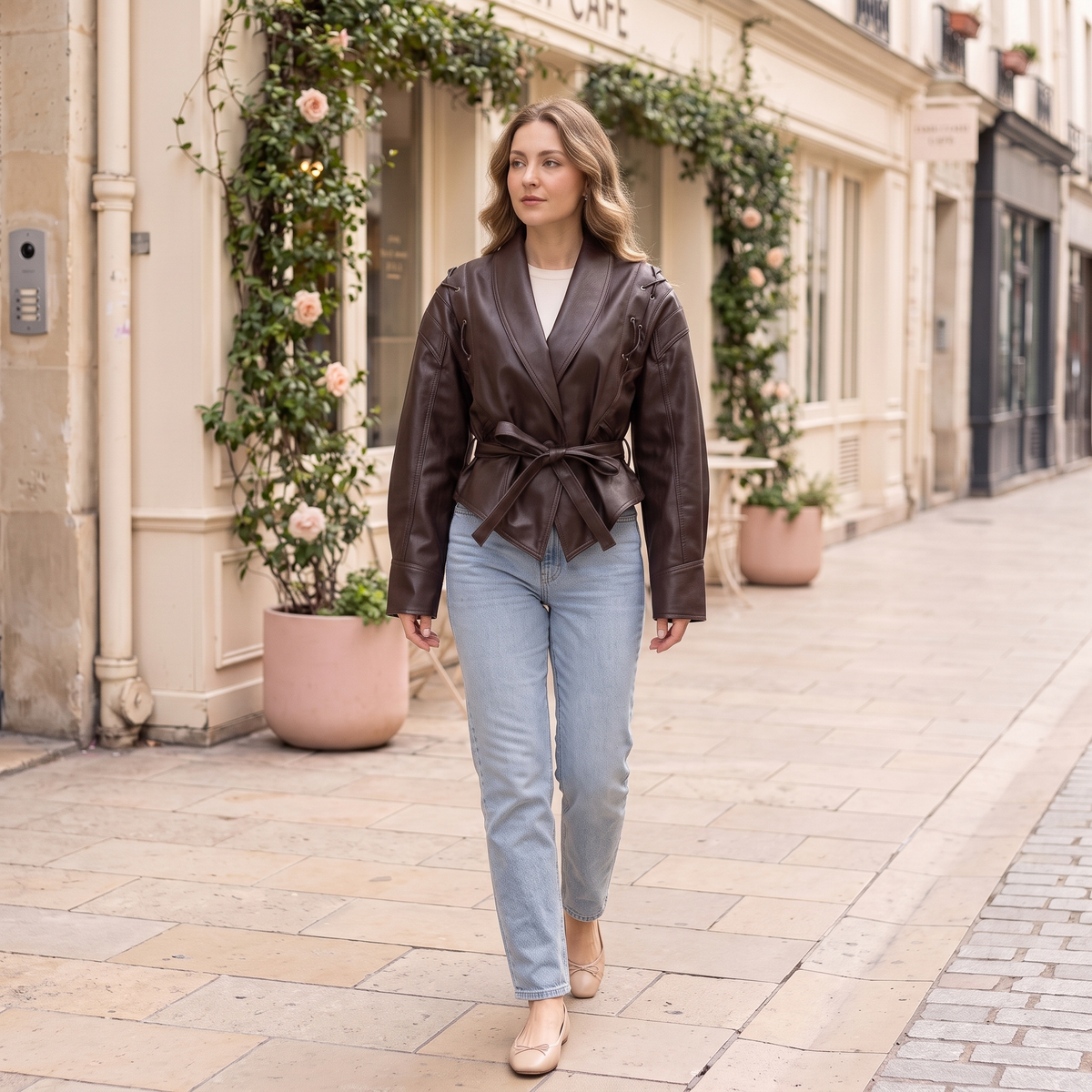 Women's Faux Leather Jacket — Burgundy Styles - Brown red