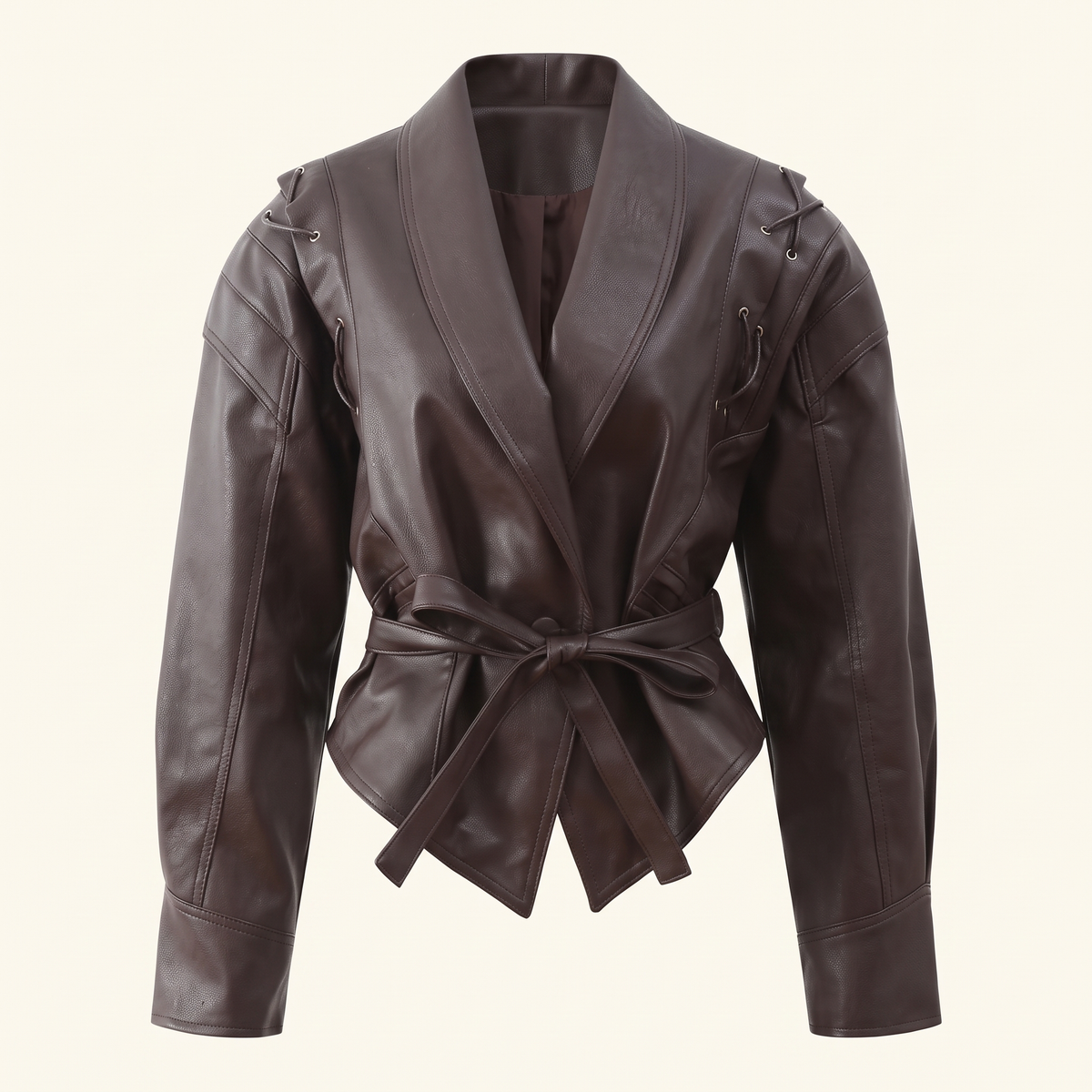 Women's Faux Leather Jacket — Burgundy Styles - Brown red