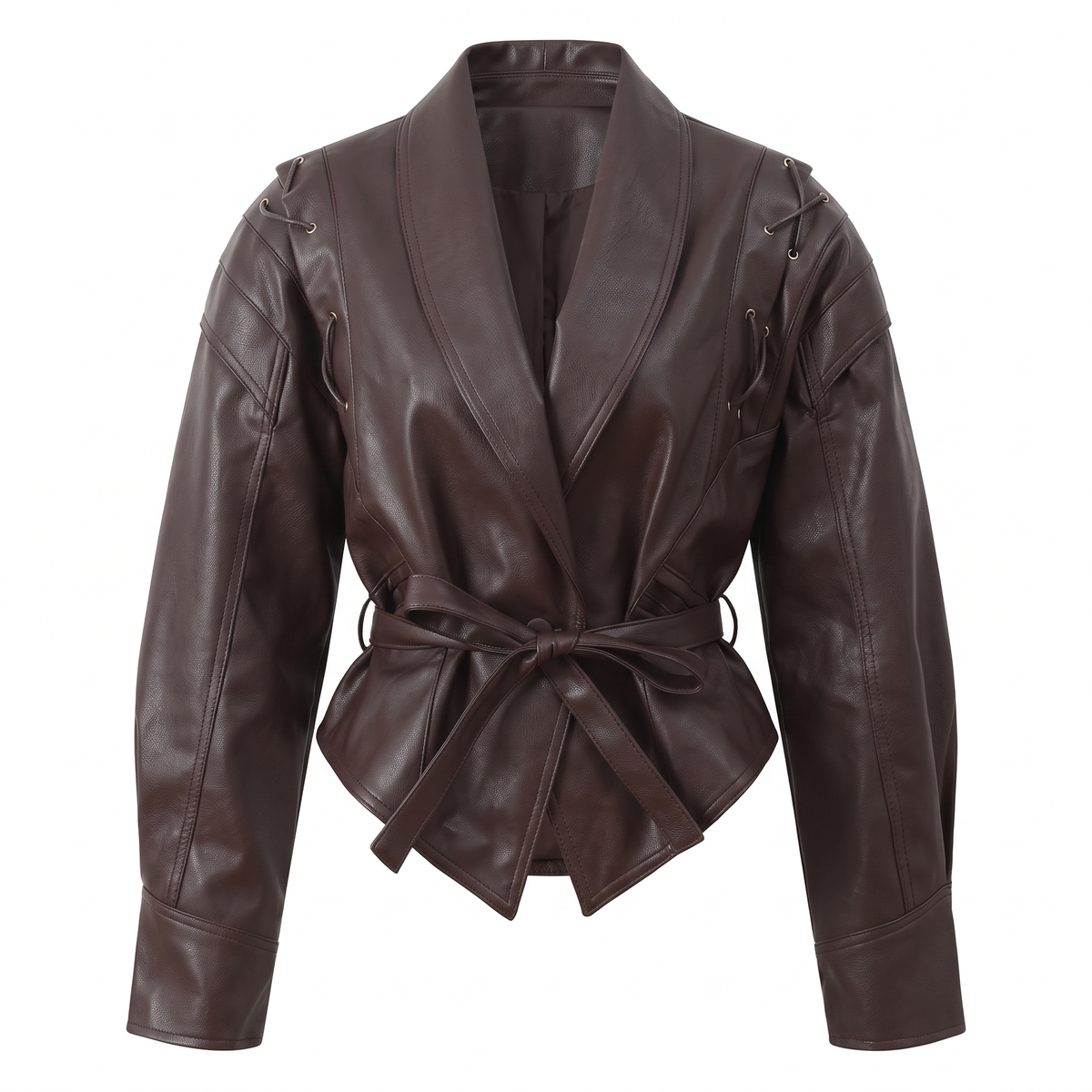 Women's Faux Leather Jacket — Burgundy Styles - Brown red
