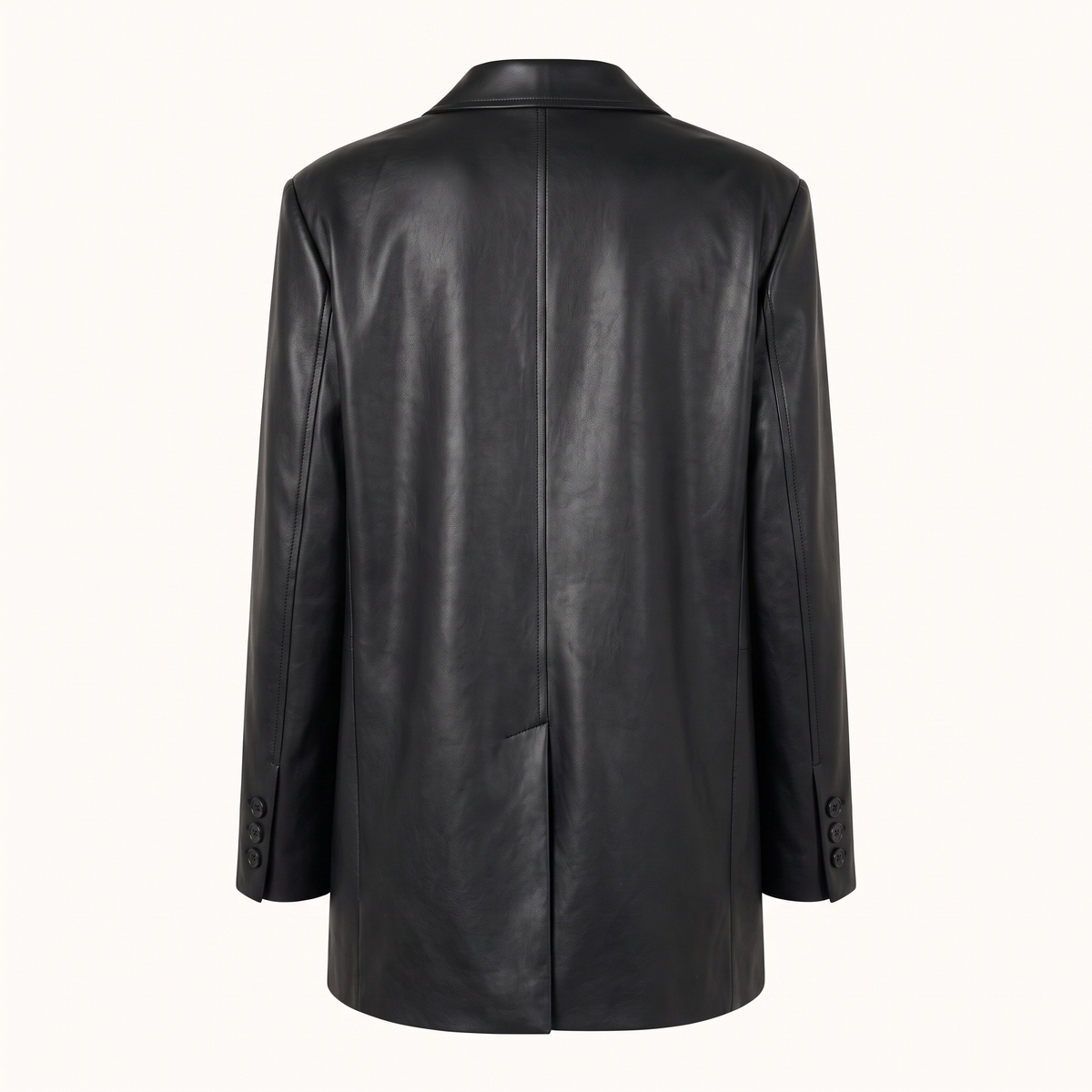 Women's Oversized Faux Leather Blazer - Black
