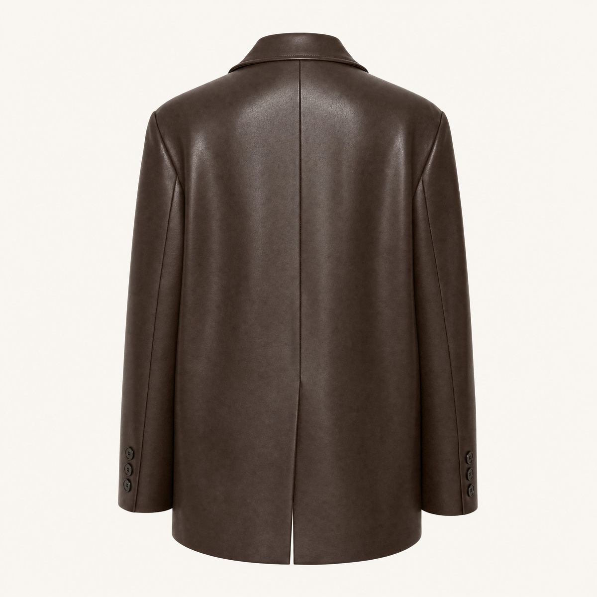 Women's Oversized Faux Leather Blazer - Brown